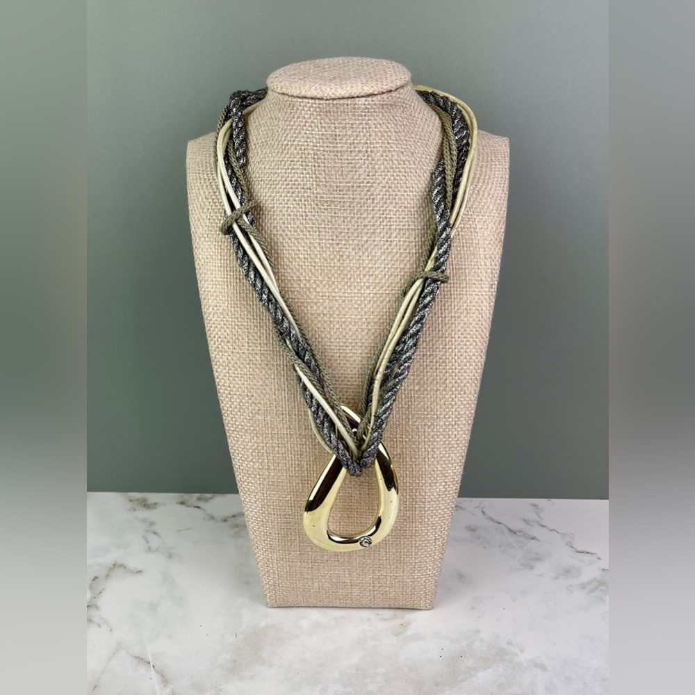 Chico’s Mixed Media Rope & Teardrop Pendant Necklace